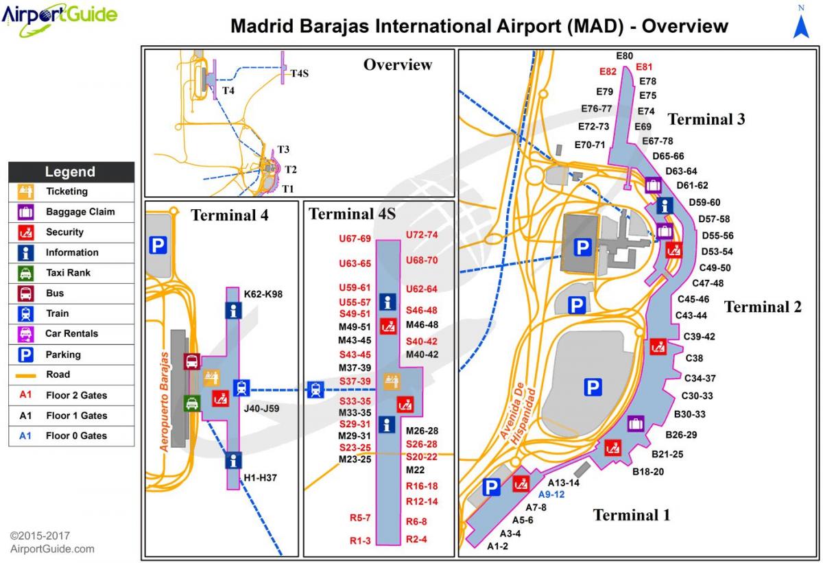 میڈرڈ میں بین الاقوامی ہوائی اڈے کا نقشہ