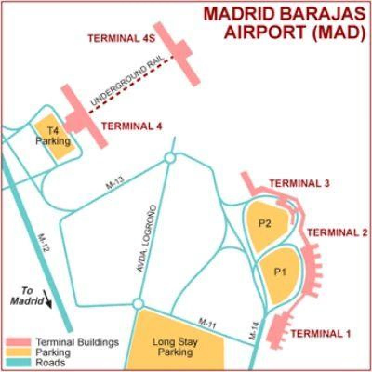 میڈرڈ کے ہوائی اڈے کے ٹرمینل کا نقشہ